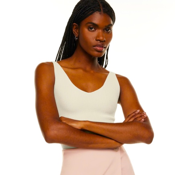 Aritzia Babaton Sculpt Knit Double V Tank Top NEW NWT - Picture 2 of 7